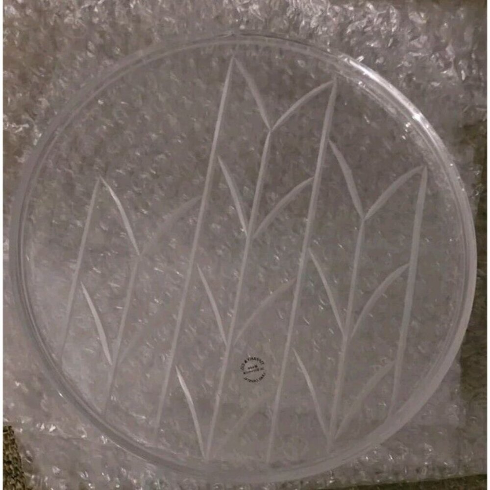 Tiffany & Co 8” Crystal Dessert/Salad Plate RETIRED Wheat Leaf Etched NEW - Picture 6 of 16
